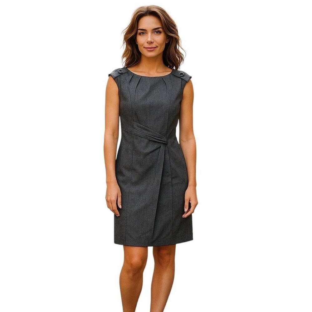 Karen Millen Charcoal Gray Tailored Drape Dress